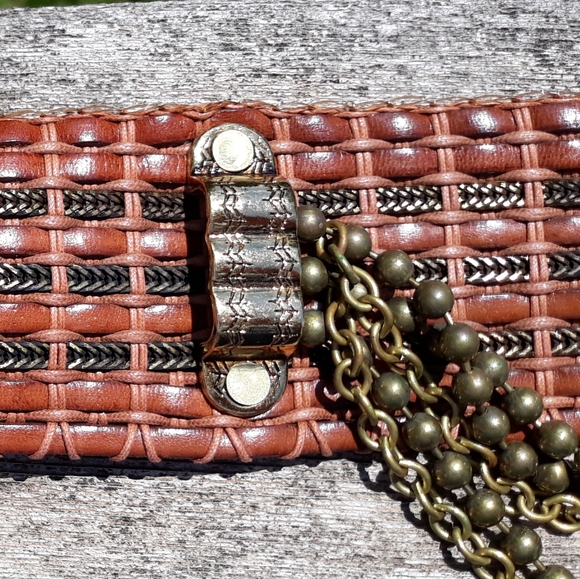 Streets Ahead Woven Leather & Brass Wide Belt S main image 4